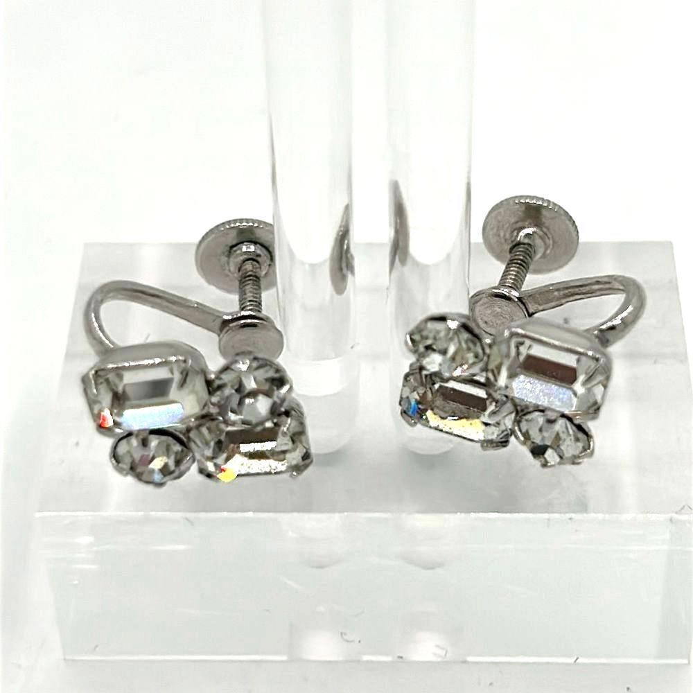 Vintage signed Coro rhinestone crystal screw back earrings